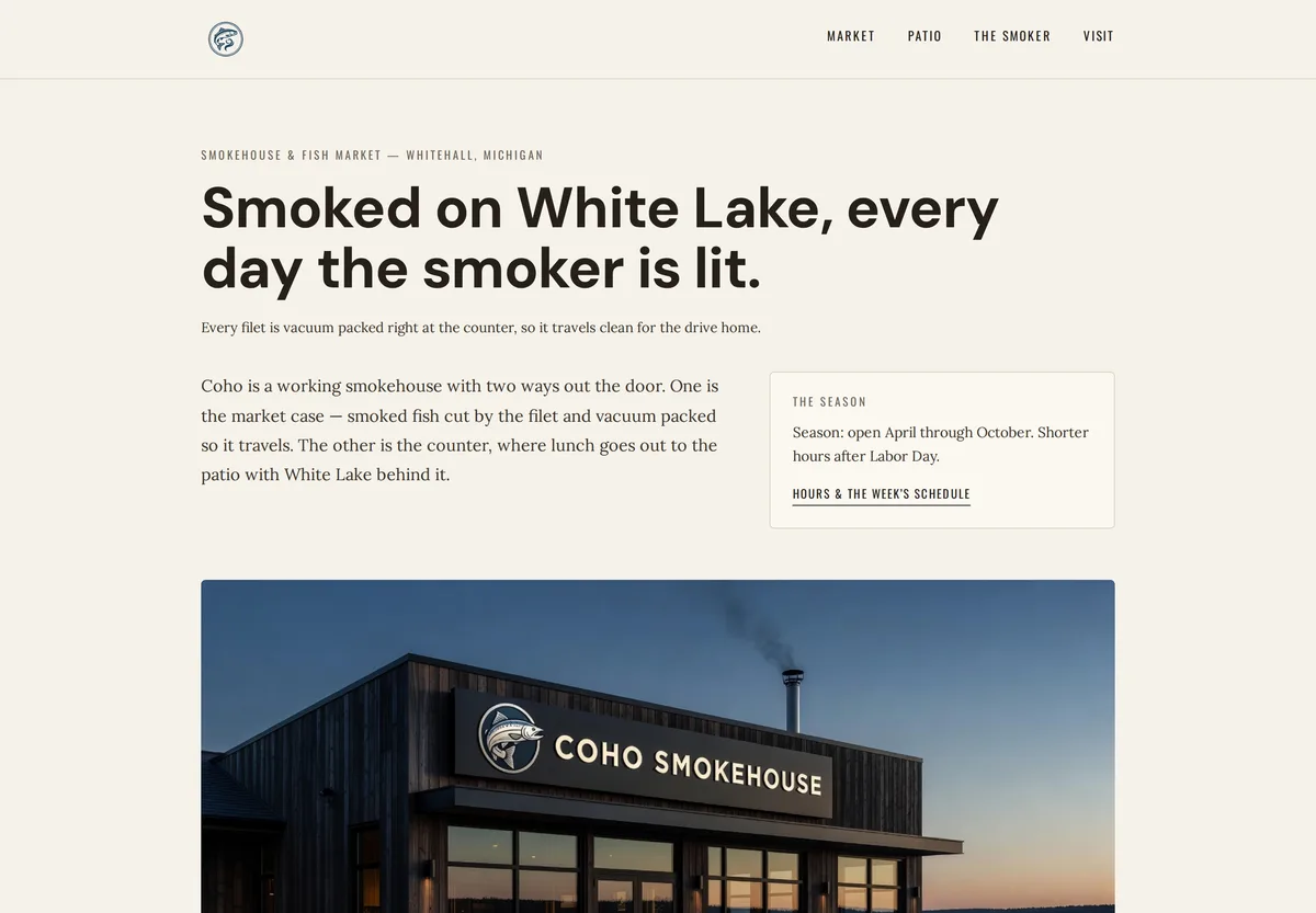 A complete restaurant website built by the studio